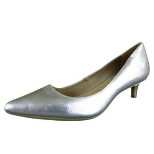 Calvin Klein Gabrianna Women‎ 5 Silver Leather Pumps Dress Pointed Toe